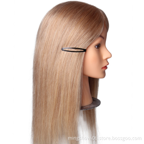 100% human hair training doll head mannequin with hair